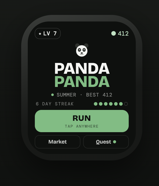 Panda Panda home screen on Apple Watch